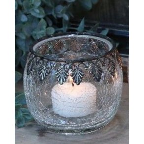 Fyrfadsstage krakeleret m�nster i kraftig glas